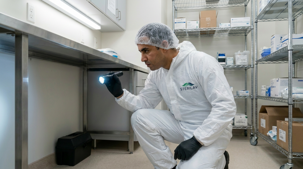 003 a man in a white protective suit and hair net jldawp9x