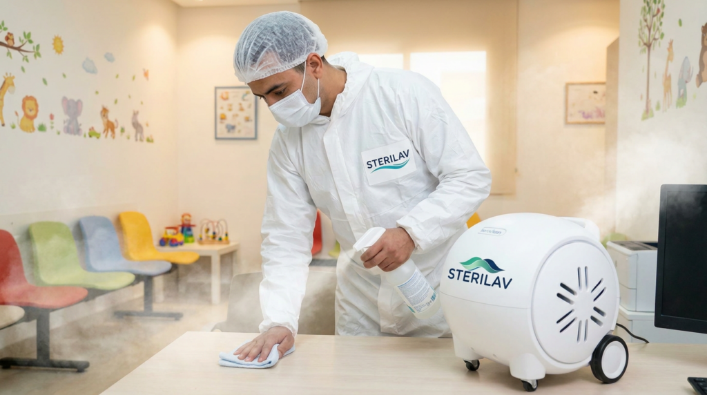 005 a person wearing a white hazmat suit hairnet 7fuuty7m
